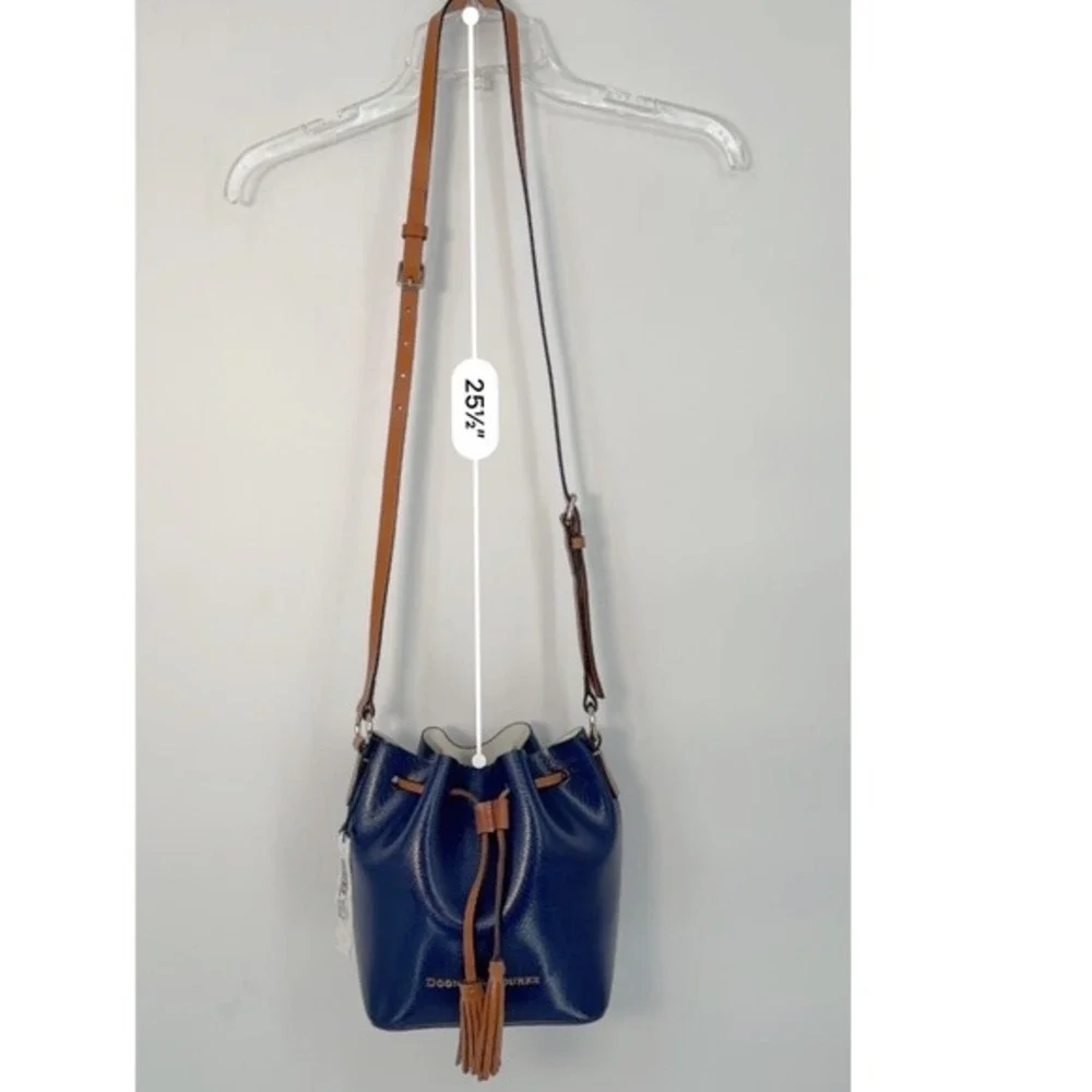 Dooney & Bourke Serena Drawstring Crossbody Blue Lizard Embossed Leather 104-29 - Picture 5 of 16